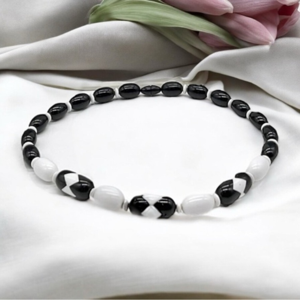 Vintage Black and White Beaded Necklaces